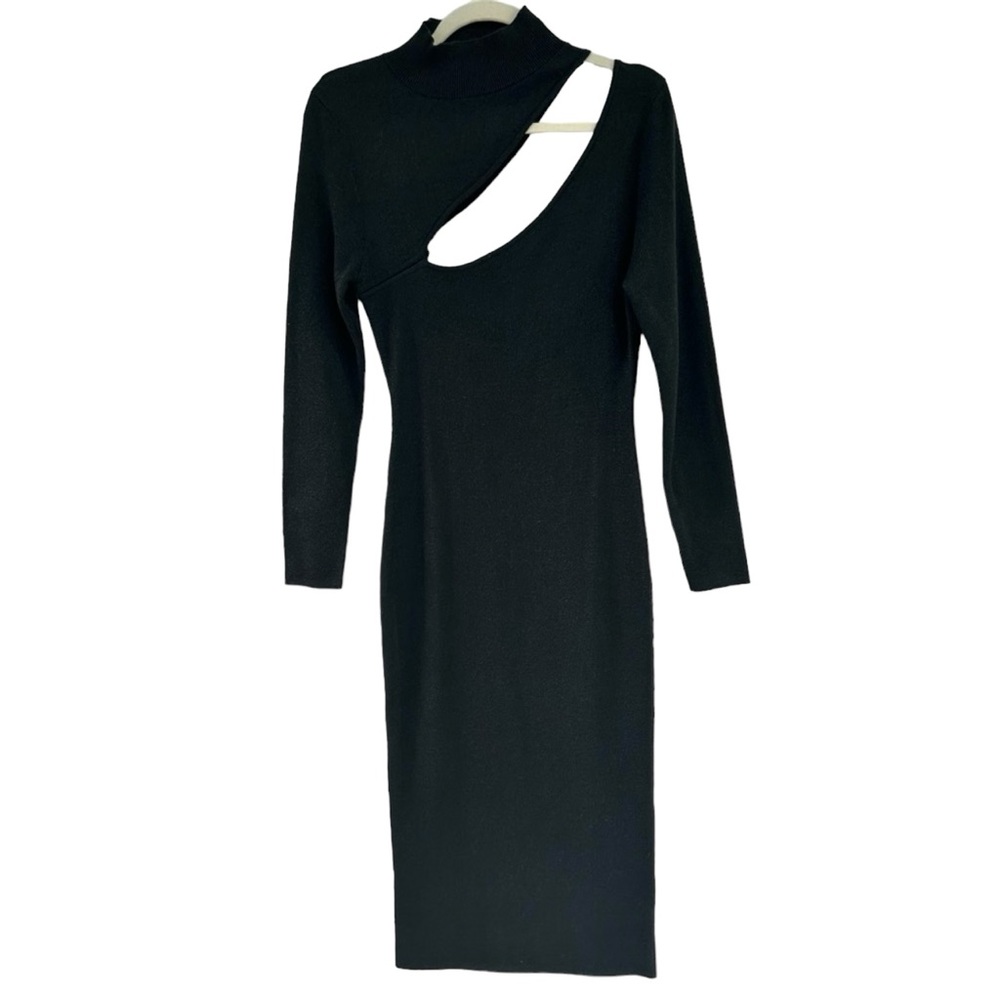 OPT ANTHROPOLIGIE Black Shimmer Cut Out Fitted Dress NEW Size M